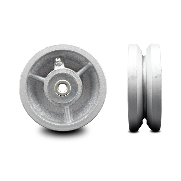 SCC -4" Semi Steel Cast Iron V-Groove Wheel Only w/Roller Bearing -800 lbs Cpty